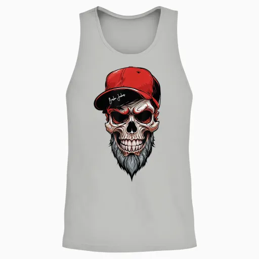 Skull Bearded Beard Skull Gift T-Shirt, Black, S Unisex Tank Top - Ash