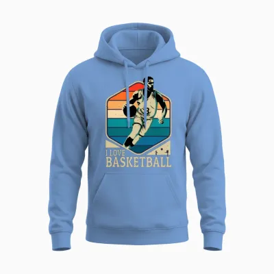 I Love Basketball Retro Retro Basketball Player Unisex Hoodie - Carolina Blue