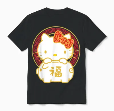 Hello Kitty Happy Lunar New Year, Year of the Pig Unisex T-Shirt - Black