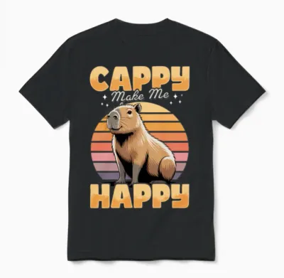 Funny Capybara Unisex T-Shirt - Black