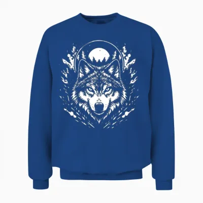 Moonlit Wolf Crest Unisex Sweatshirt - Royal