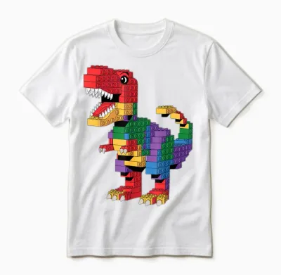 Master Builder Men Boys Kids Building Bricks Dinosaur T-Rex Unisex T-Shirt - White