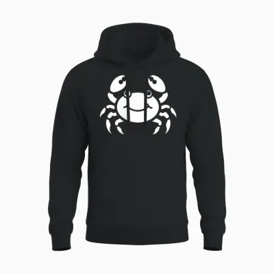 Humor Animals Crabs Minimalist Simple Crab T-Shirt, Black, S Unisex Hoodie - Black