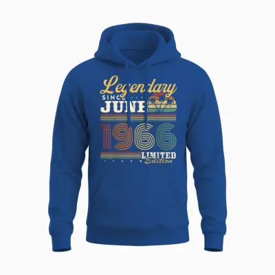 Vintage Cadeau D'anniversaire 60 Ans Nés En Juin 1966 Unisex Hoodie - Royal