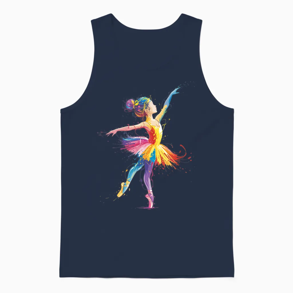 Ballet Girls Colorful Ballerina Dancer Women Girls Unisex Tank Top in Navy