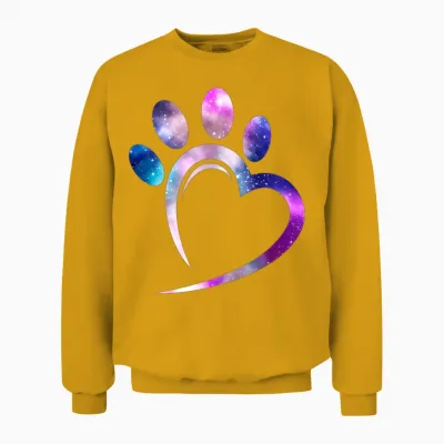 Galaxy Dog Paw Dog Lover Unisex Sweatshirt - Gold