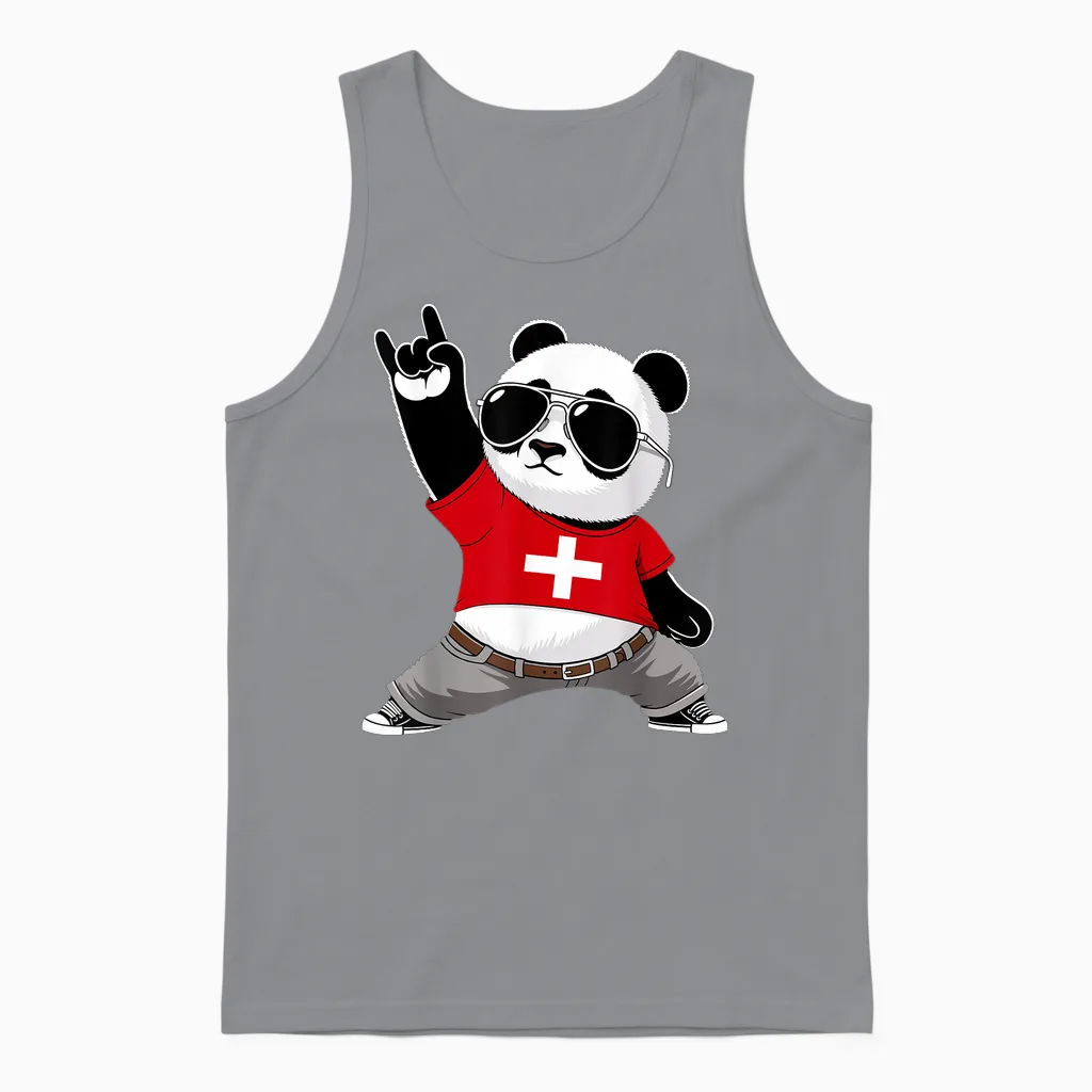Swiss Flag Men Women Children Switzerland Unisex Tank Top in Sport Grey