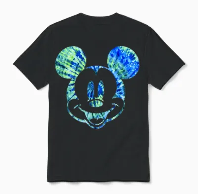 Disney Mickey Mouse Green Tie Dye T-Shirt Small Unisex T-Shirt - Black