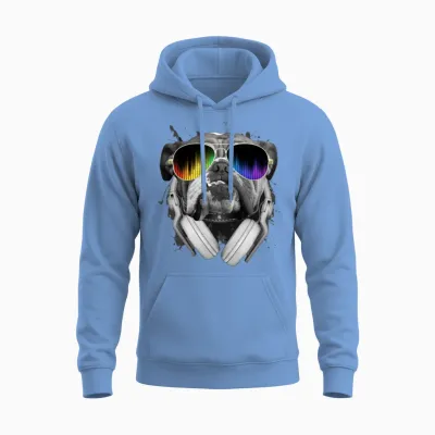 Bulldog Dj Unisex Hoodie - Carolina Blue