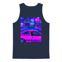 Vaporwave Car Synthwave City Unisex Tank Top - Navy – 1