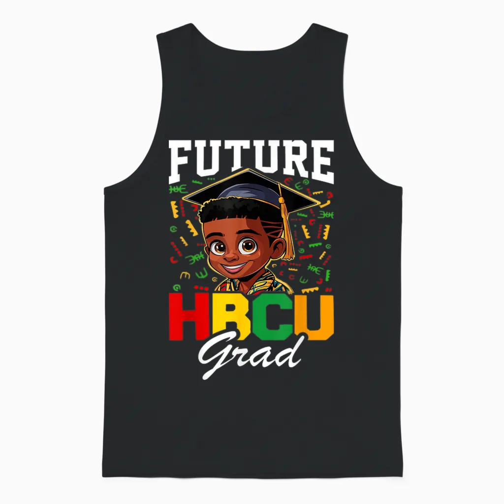 Future Hbcu Grad Black Boy Hbcu Toddler Kids Graduation Unisex Tank Top in Black