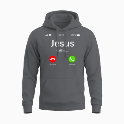 Jesus Is Calling Christian Unisex Hoodie - Charcoal