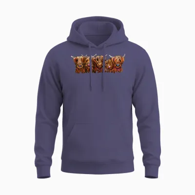 Scottish Highland Cows the Hairy Bunch of Coos Unisex Hoodie - Heather Sport Dark Navy