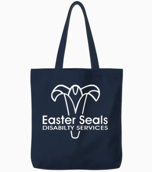 Easter Seals Tote Bags in Navy