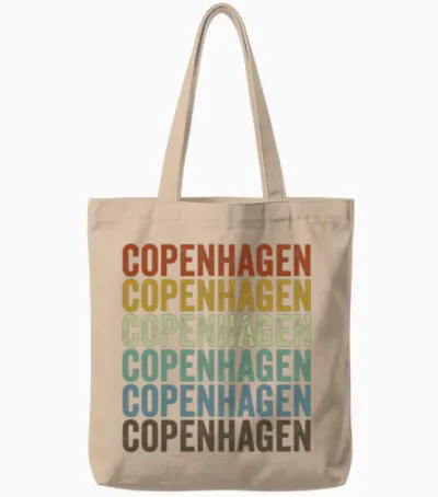 Copenhagen Denmark Retro Vintage Tote Bags - Natural