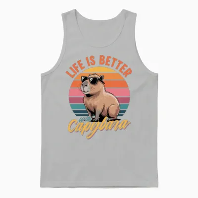 Funny Capybara Unisex Tank Top - Ash