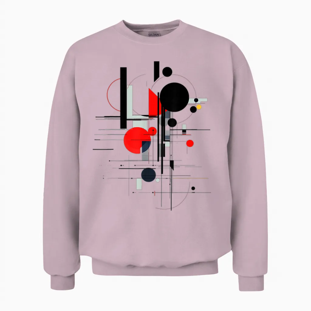 Abstract Art Pattern Painting Geometric Art Work T-Shirt, White, S Unisex Sweatshirt in Light Pink