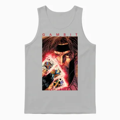 Marvel X-Men Gambit Glowing Cards Graphic Unisex Tank Top - Ash