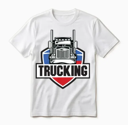 Trucking Shield Tee – Classic American Power Unisex T-Shirt in White