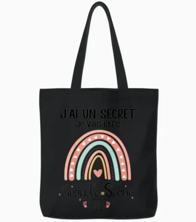 Child Future Big Sister 2026 Je Vais Etre Grande Soeur Tote Bags - Black