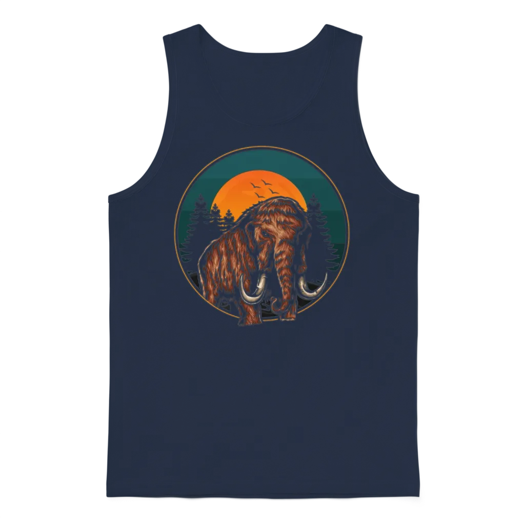 Mammoth Retro Prehistoric Animal Unisex Tank Top - Navy