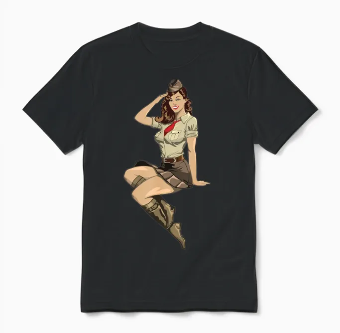 Pinup Salute Unisex T-Shirt in Black