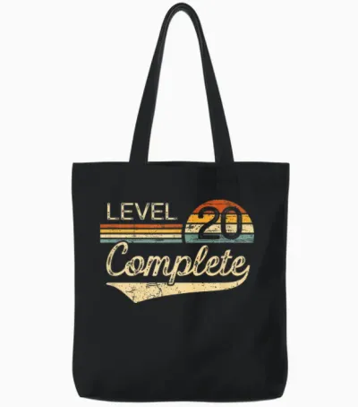 Level 20 Complete Vintage 20th Wedding Anniversary Tote Bags - Black