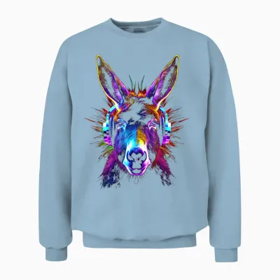 Esel Kopfhörer Tiermotiv Musik Kunst Esel Unisex Sweatshirt - Light Blue