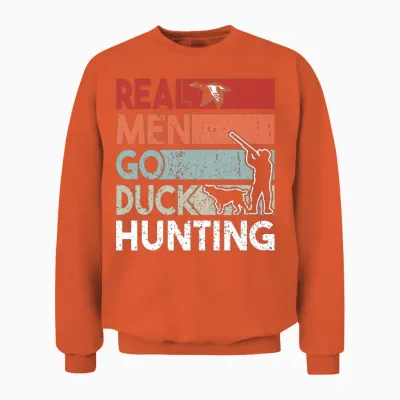Duck Hunting Men with Duck Hunting Dog Unisex Sweatshirt - Orange