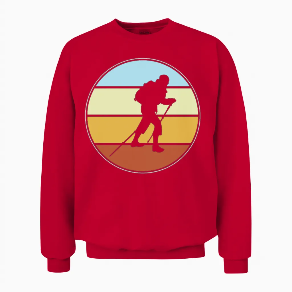 Hiking Retro & Outdoors Gift Unisex Sweatshirt in Red