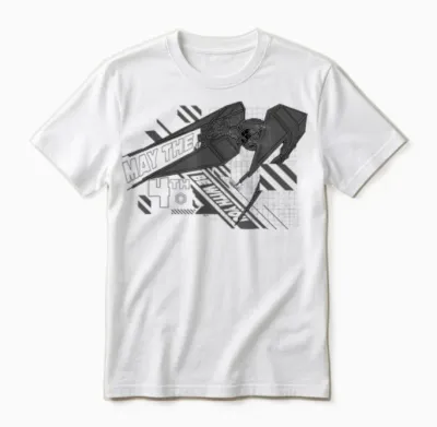 Star Wars Day May the 4th Be with You Kylo Ren Tie Fighter Unisex T-Shirt - White