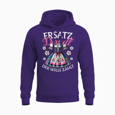 Ersatz Dirndl Der Wille Zählt Bayern Trachten Oberteil Damen Langarmshirt Unisex Hoodie - Purple