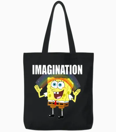 Mademark X Spongebob Squarepants - Spongebob - Rainbow with Imagination Tote Bags - Black