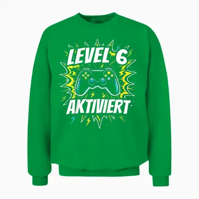 6. Geburtstag Jungen Video Gamer Level 6 Aktiviert Unisex Sweatshirt - Irish Green