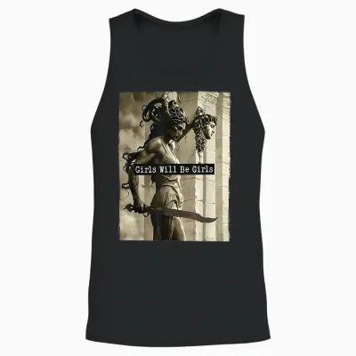 Girl Will Be Girls Shirts Medusa Feminist Feminism Women Unisex Tank Top - Black