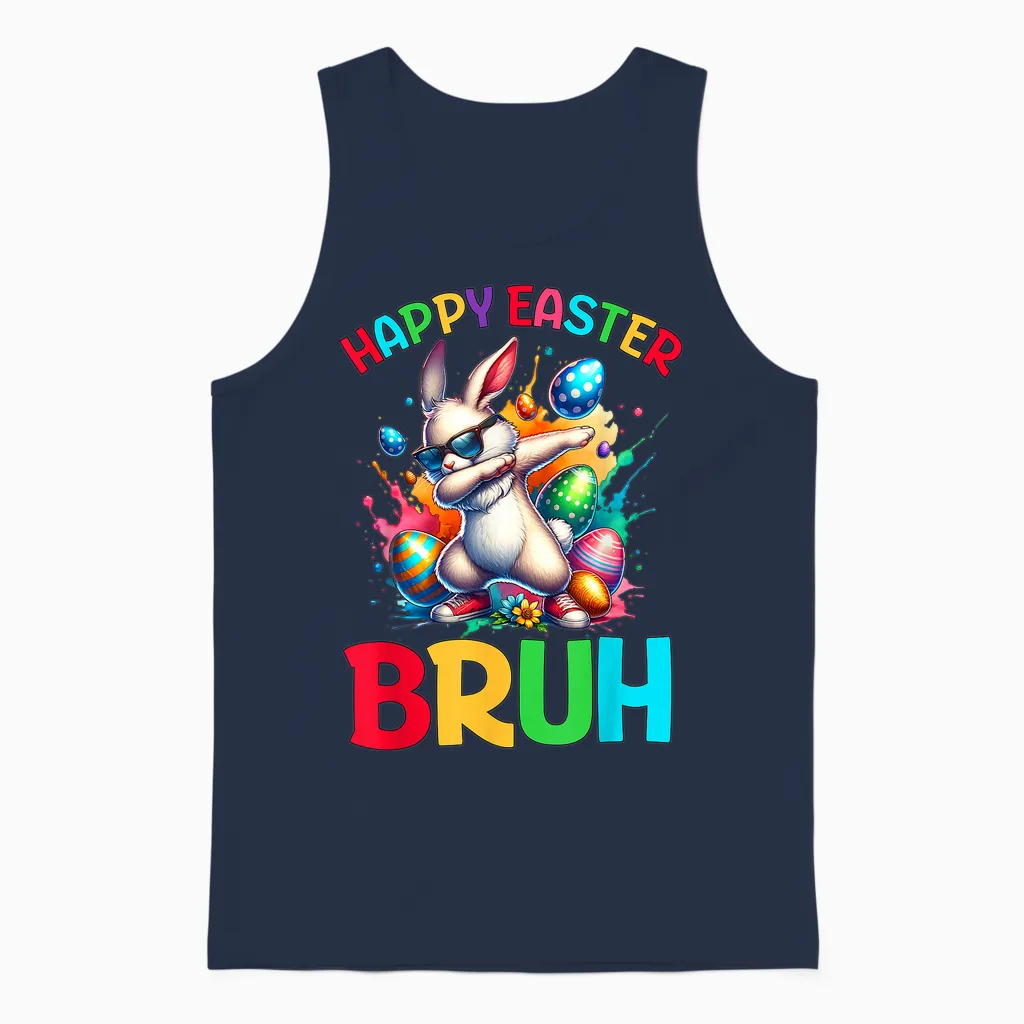 Bruh Easter Eggs Teens Boys Kids Easter Bunny Easter Unisex Tank Top in Navy