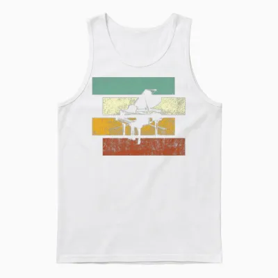 Piano Retro Unisex Tank Top - White
