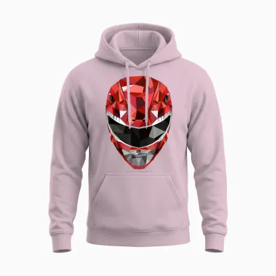 Power Rangers Red Ranger Polygon Helmet Unisex Hoodie - Light Pink