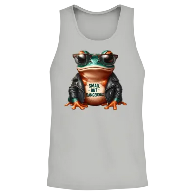 Small but Dangerous Cool Biker Frog Unisex Tank Top - Ash