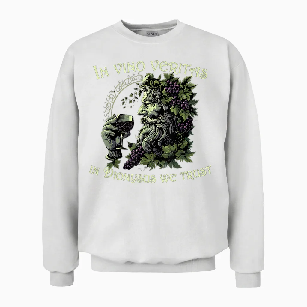 In Vino Veritas Dionysus God Lustiger Weinliebhaber Unisex Sweatshirt in White