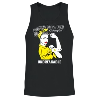 Sarcoma Cancer Warrior Unbreakable Awareness Unisex Tank Top - Black – 2