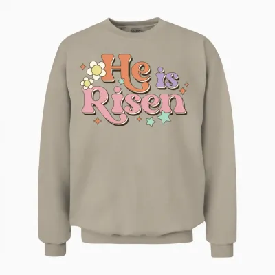 Retro Easter He Is Risen Unisex Sweatshirt - Sand