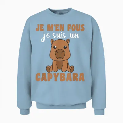 Je M'en Fous Je Suis Un Capybara - Sweet Capybara T-Shirt, Black, S Unisex Sweatshirt - Light Blue