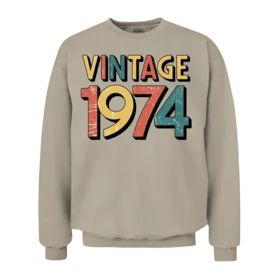 Vintage 1974 Retro 50th Birthday Gift - Classic 19 Unisex Sweatshirt - Sand