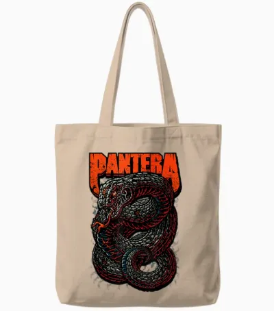 Pantera Venomous Official T-Shirt - Classic Fit, Crew Neck, Short Sleeve, Adult, Black Tote Bags - Natural