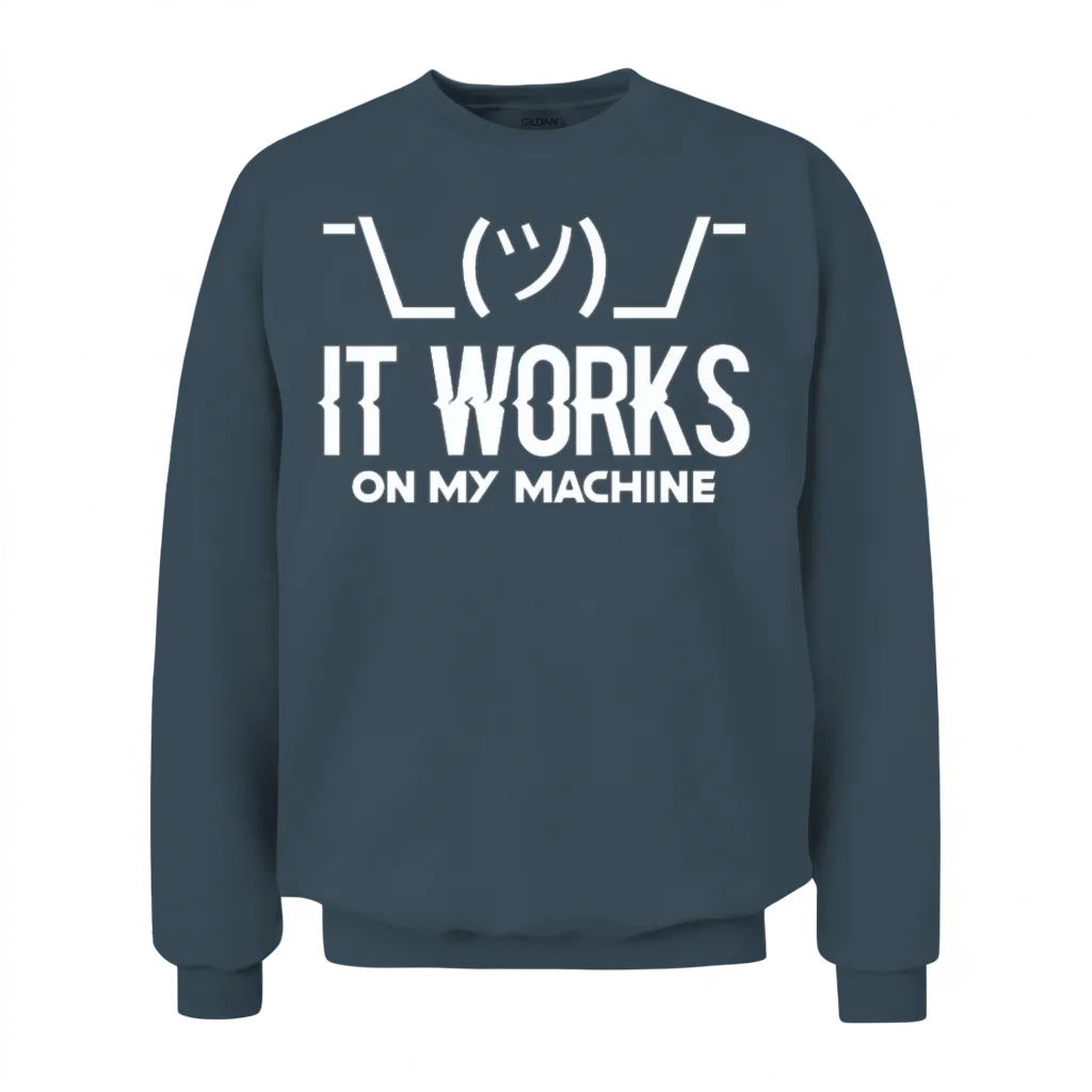 It Works on My Machine, Programmer Internet Meme Unisex Sweatshirt - Dark Heather