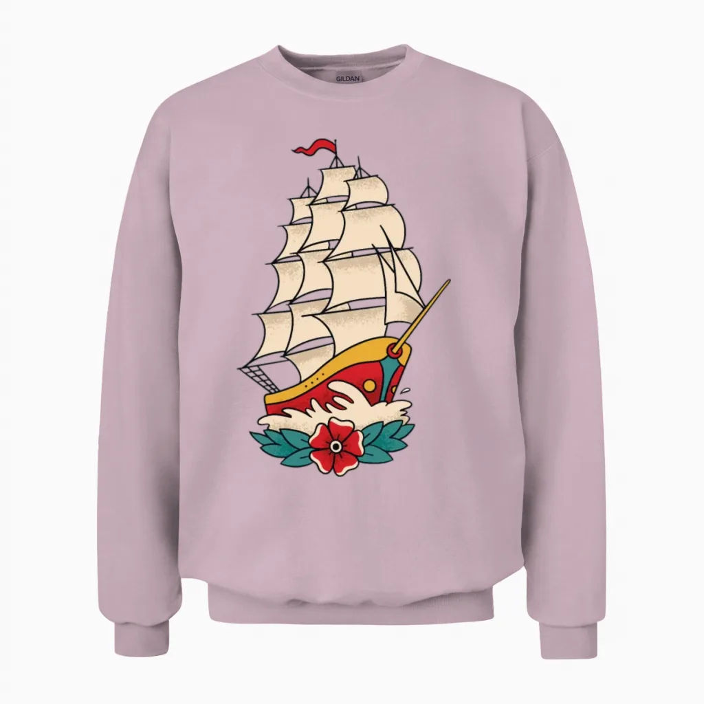 Old Retro Boat Sailing Old Retro Boat Sailing Insp Unisex Sweatshirt - Light Pink