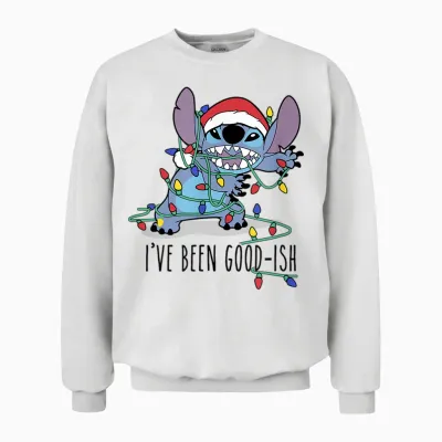 Disney Lilo & Stitch Christmas Stitch I've Been Good-Ish Unisex Sweatshirt - White
