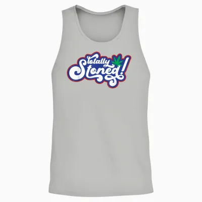 Retro Totally Stoned 420 Weed Marijuana T-Shirt, Black, S Unisex Tank Top - Ash