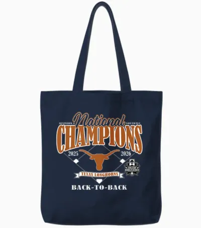 Texas Longhorns National Champs 2026 Softball Wcws Repeat Tees T Shirts for Women Tote Bags - Navy